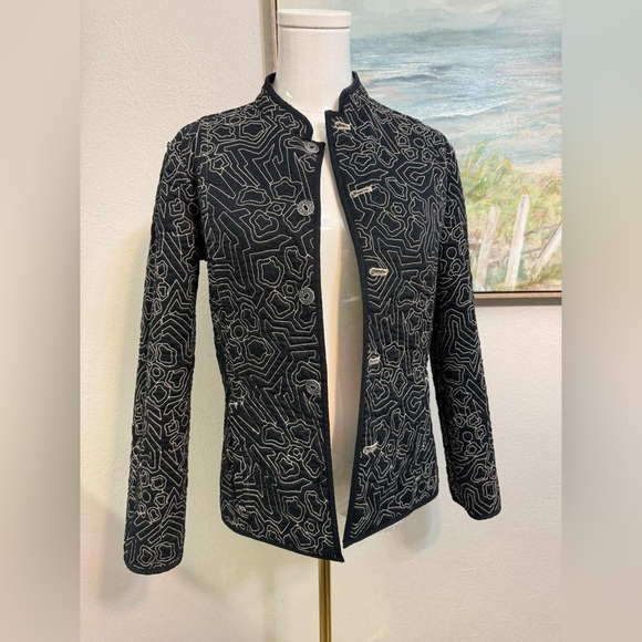 Chico’s Reversible Quilted Floral Embroidered Jacket Size 0 – Bold Boho Artwear - Picture 5 of 7